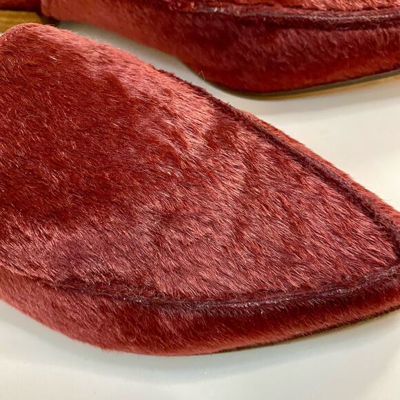 Mi.iM Lux Burgundy Red Calf Hair Mule Loafer Slipper Flats Womens 7.5 - Picture 4 of 16